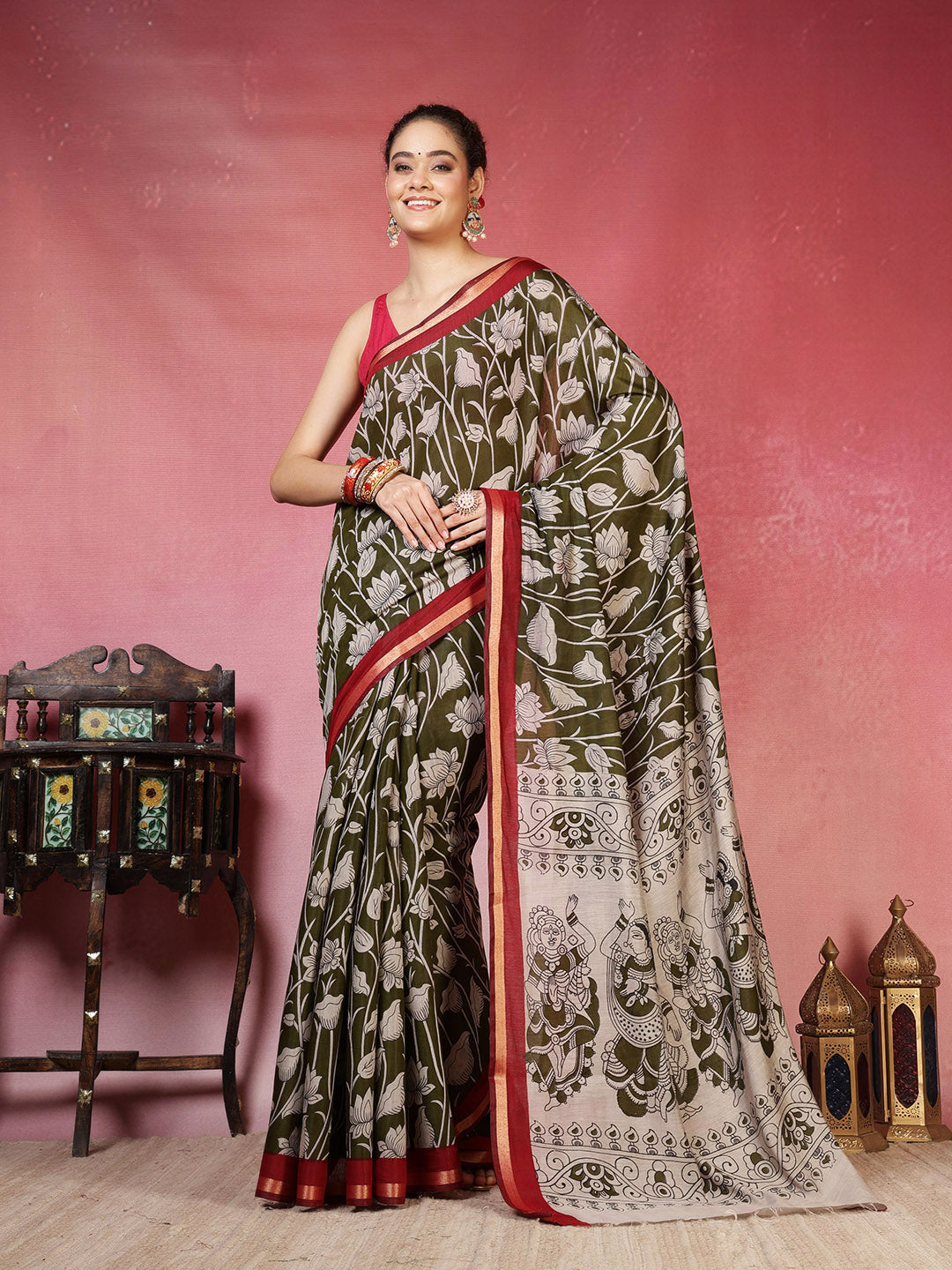 Floral Printed Art Silk Saree