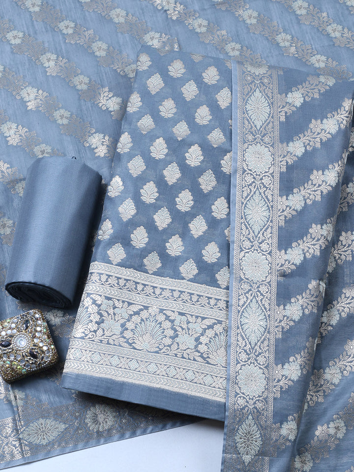 Woven Chanderi Unstitched Suit With Dupatta