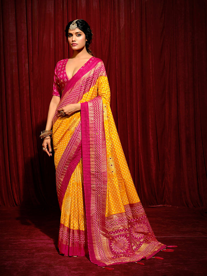 Bandhani Printed Art Silk Saree