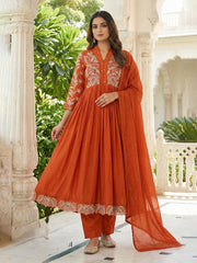 Printed Cotton Blend Kurta With Pant & Dupatta