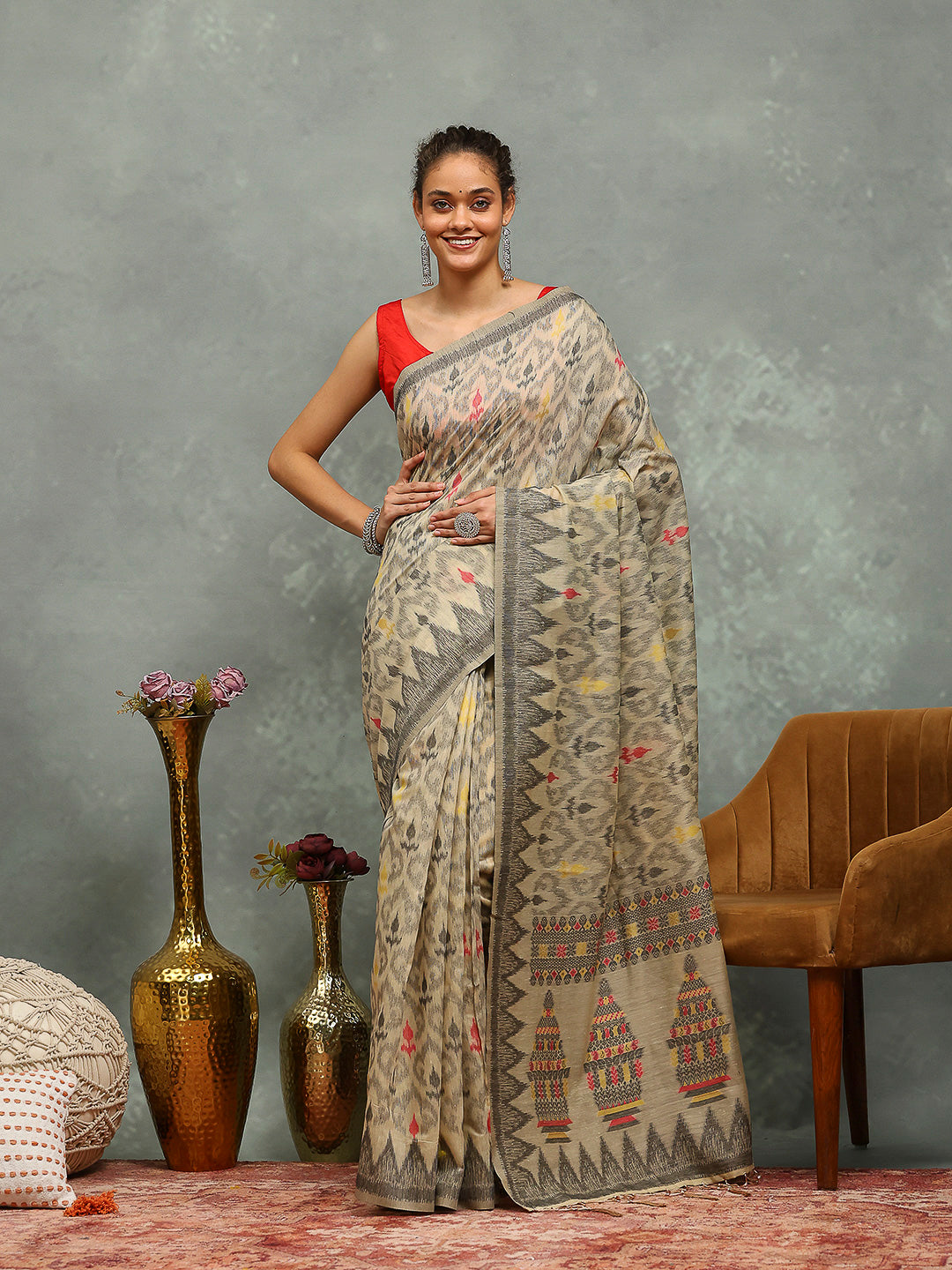 Resham Booti Woven Cotton Saree
