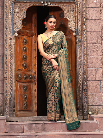 Antique Brocade Booti Crepe Woven Saree