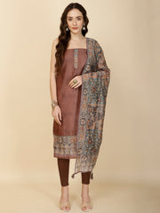 Kantha Embroidery & Printed Chanderi Unstitched Suit Piece With Dupatta