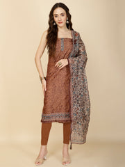 Kantha Embroidery & Printed Chanderi Unstitched Suit Piece With Dupatta