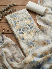 Embroidered Linen Unstitched Suit With Pant