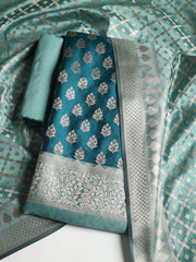 Woven Banarasi Chanderi Unstitched Suit With Dupatta