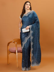 Sequence Embroidery Organza Saree