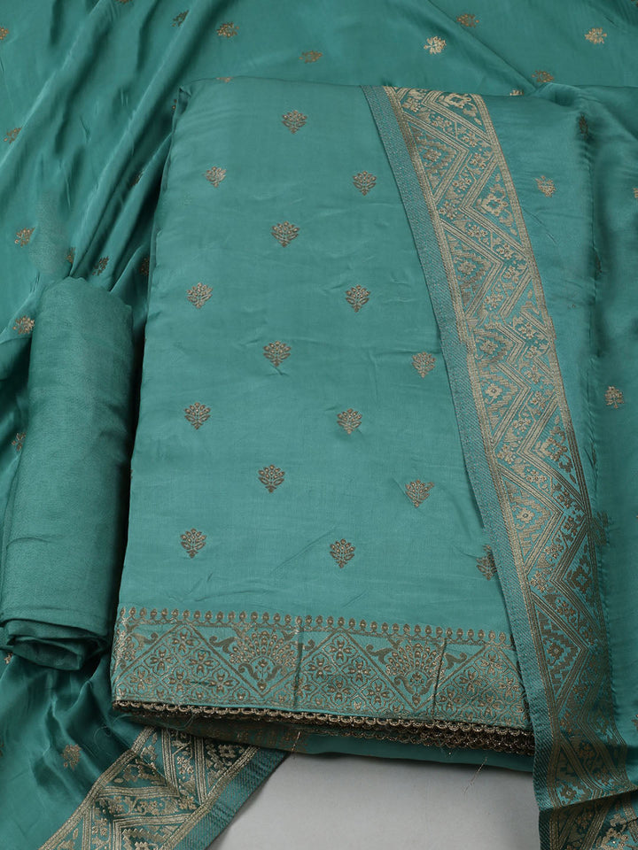 Woven Design Chanderi Unstitched Suit With Dupatta