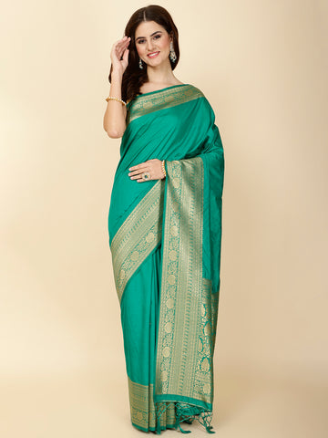 Plain Zari Border Woven Handloom Saree