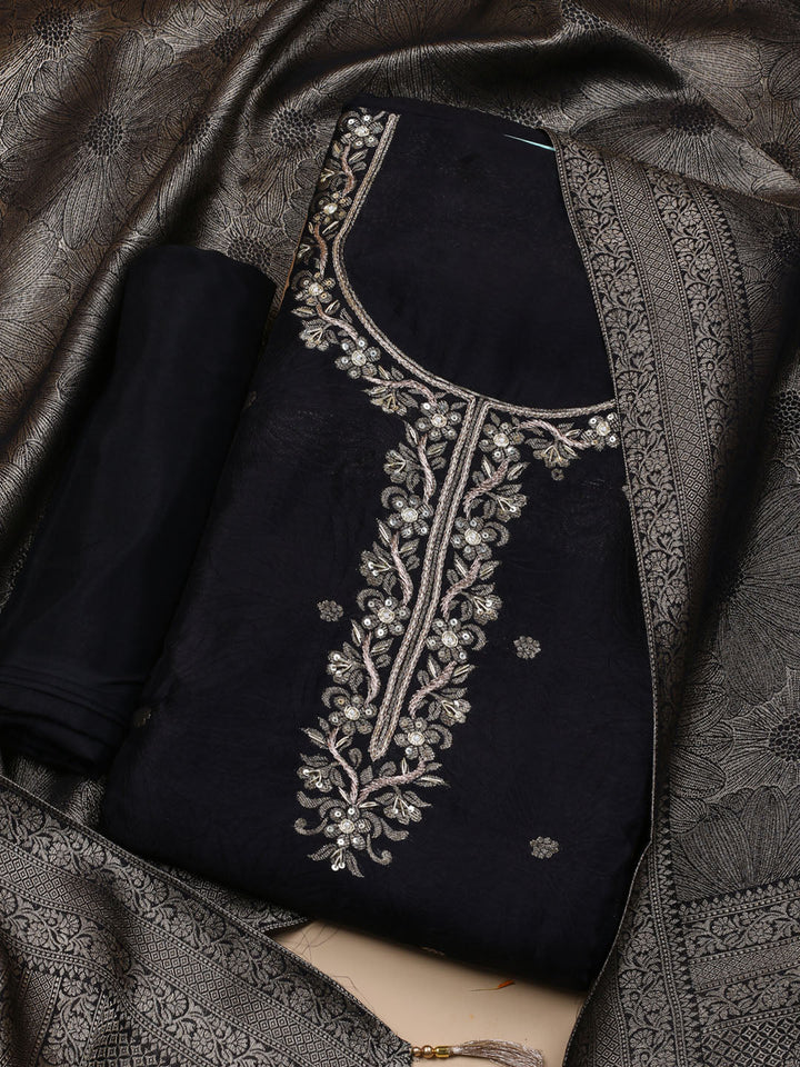 Kanjeevaram Chanderi Unstitched Suit With Dupatta