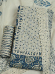 Printed Cotton Unstitched Suits Printed Suit With Pant & Dupatta
