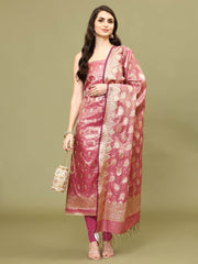 Woven Chanderi Unstitched Suit With Dupatta