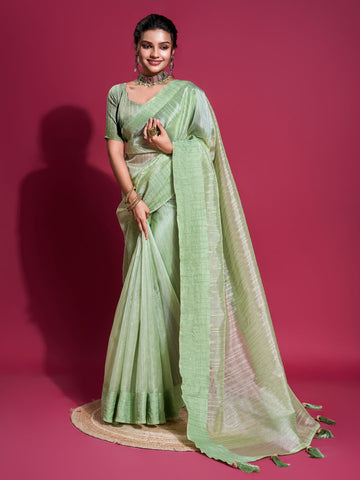 Zari Booti Woven Organza Woven Saree