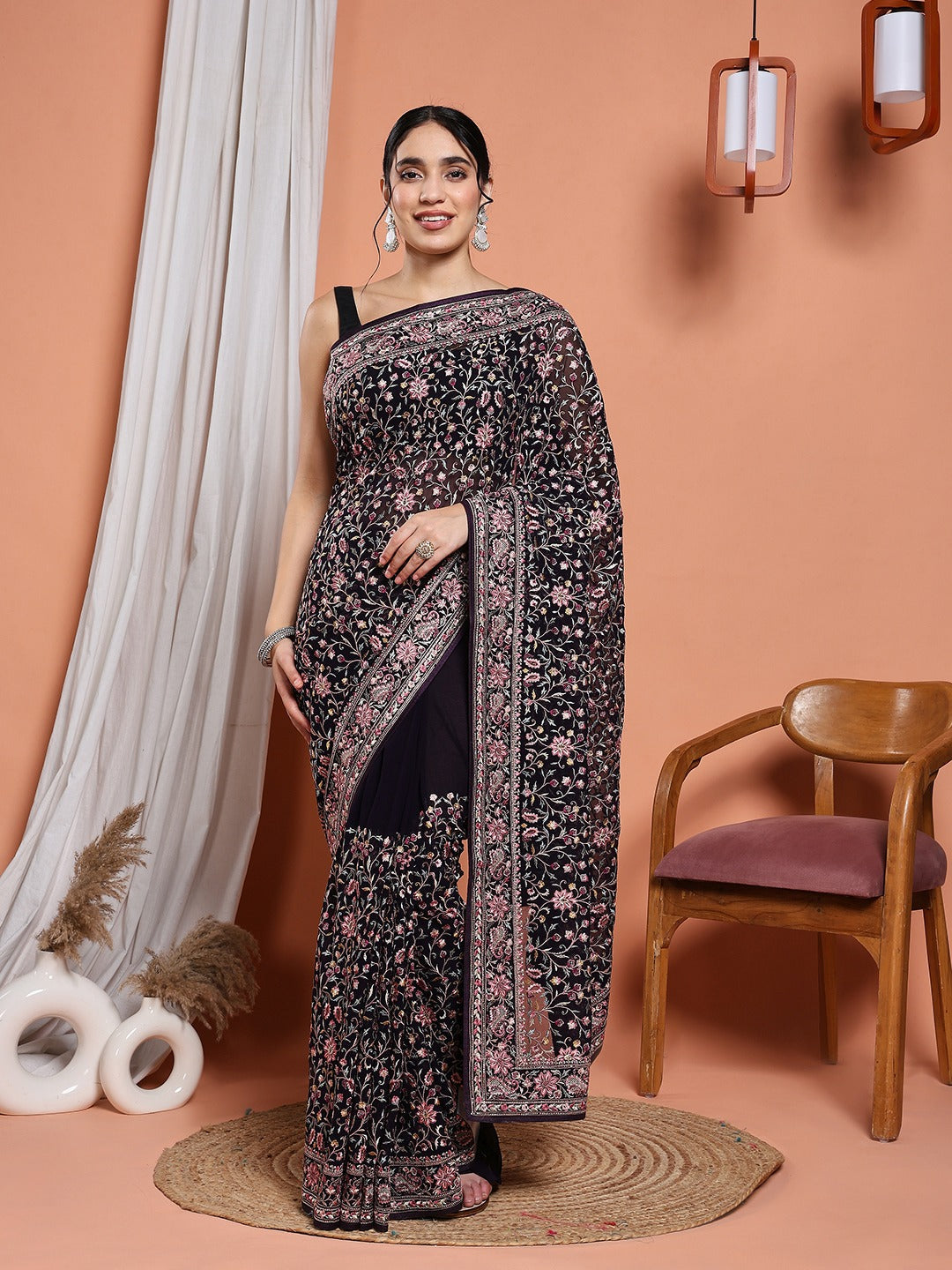 Embroidered Georgette Saree