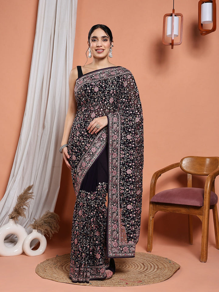 Embroidered Georgette Saree