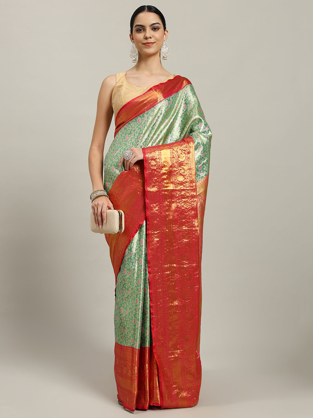 Woven Brodcade Zari Jaal Art Silk Saree
