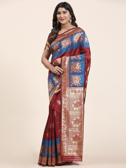 Zari Border Booti Handloom Saree