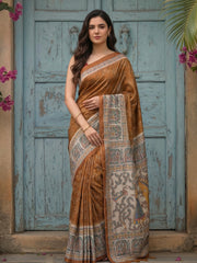 Printed Tussar Silk Saree