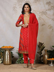 Banarasi Weave Art Silk Kurta With Pants & Dupatta