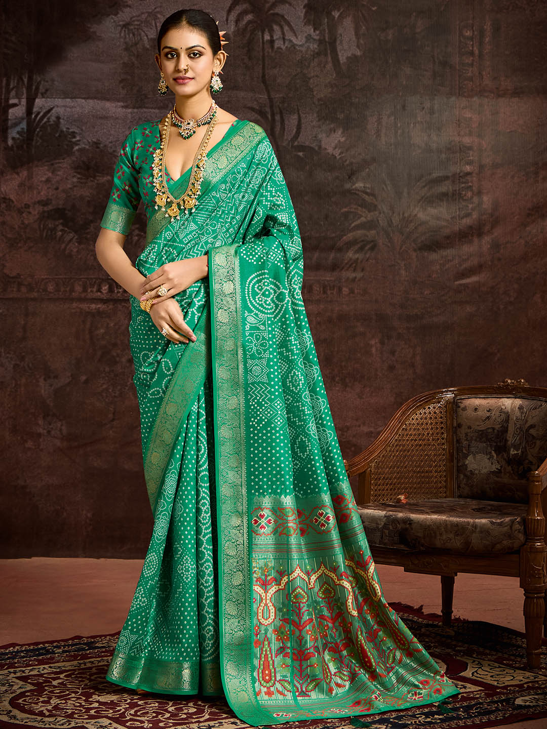 Bandhani Printed Art Silk Saree