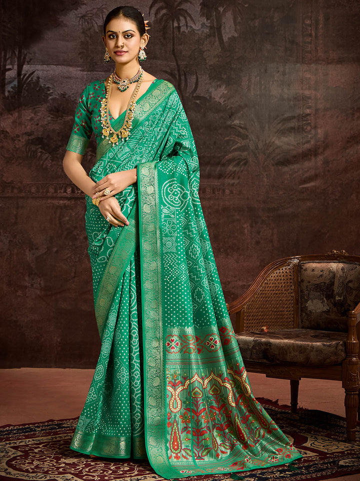 Bandhani Printed Art Silk Saree