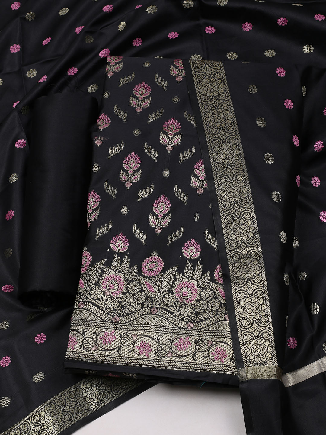 Woven Chanderi Unstitched Suit With Dupatta