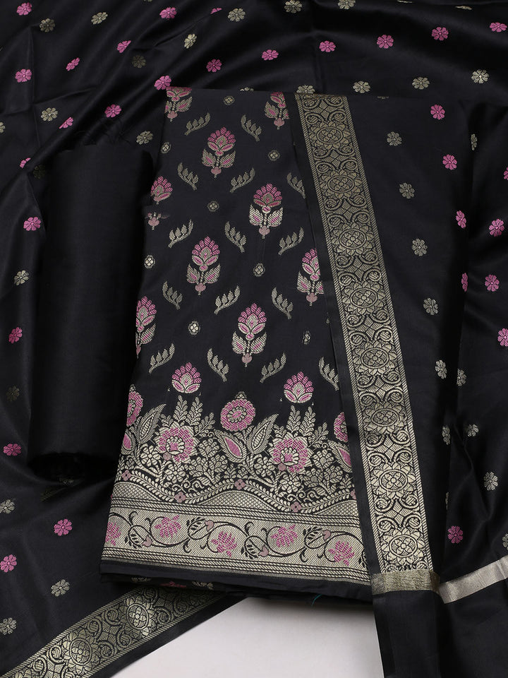Woven Chanderi Unstitched Suit With Dupatta