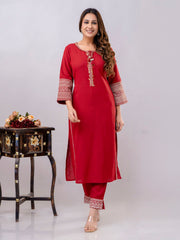 Neck Patti Cotton Kurta With Pants