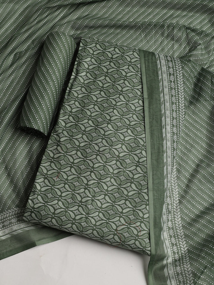 Printed Cotton Blend Unstitched Suit With Dupatta