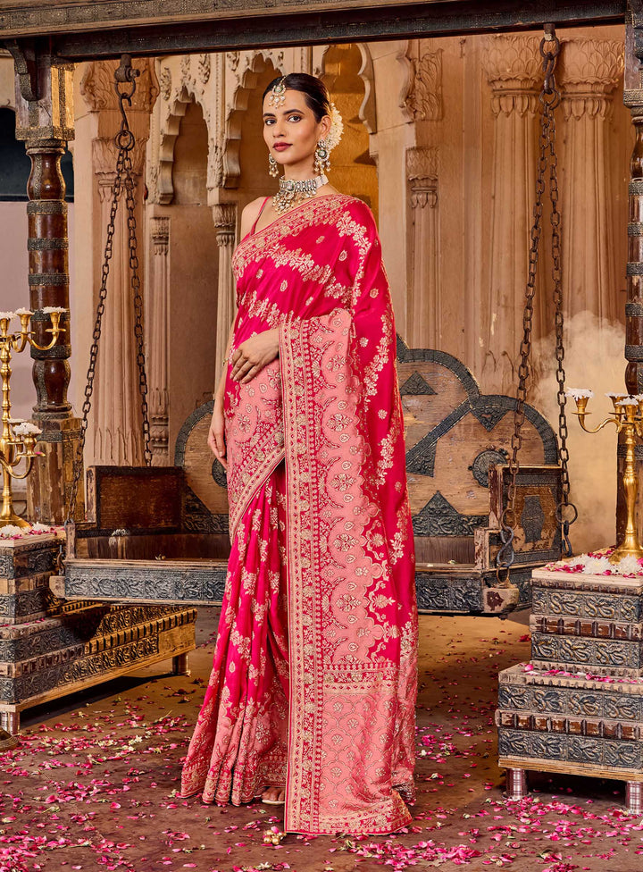 Rani Embroidered Design Dola Silk Saree