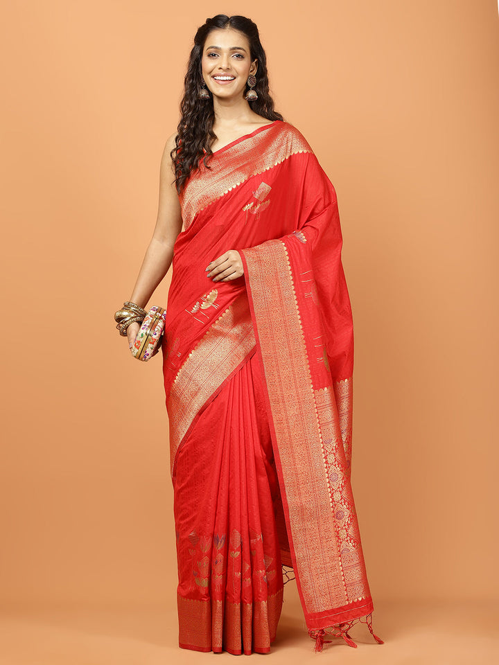 Zari Jaal Woven Art Silk Saree