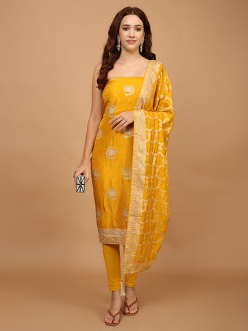 Woven Handloom Unstitched Suit Piece With Dupatta