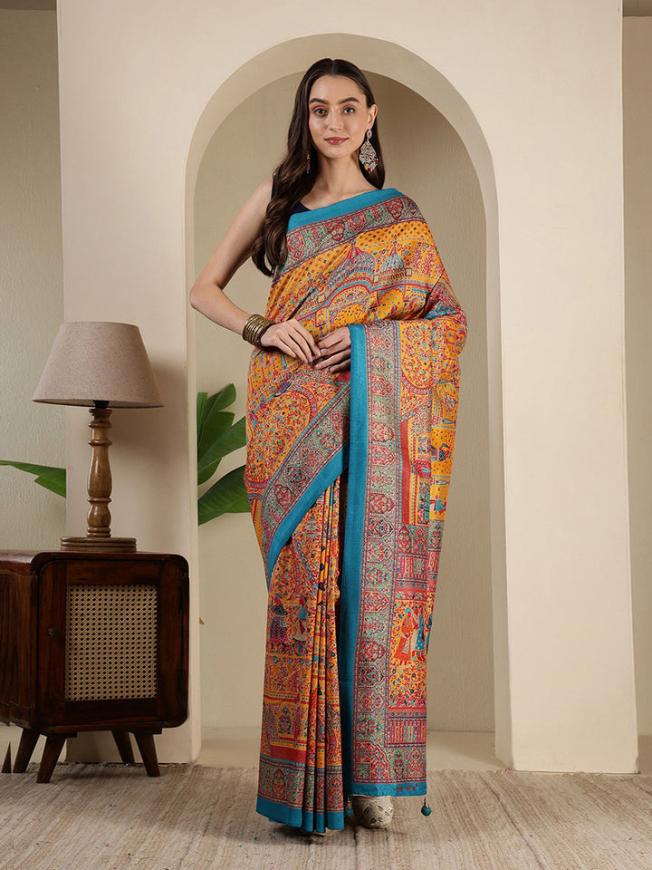 Digital Printed Art Silk Saree