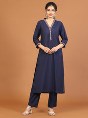 Plain Chanderi Kurta With Pants