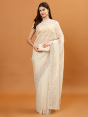 Sequence Embroidery Organza Saree