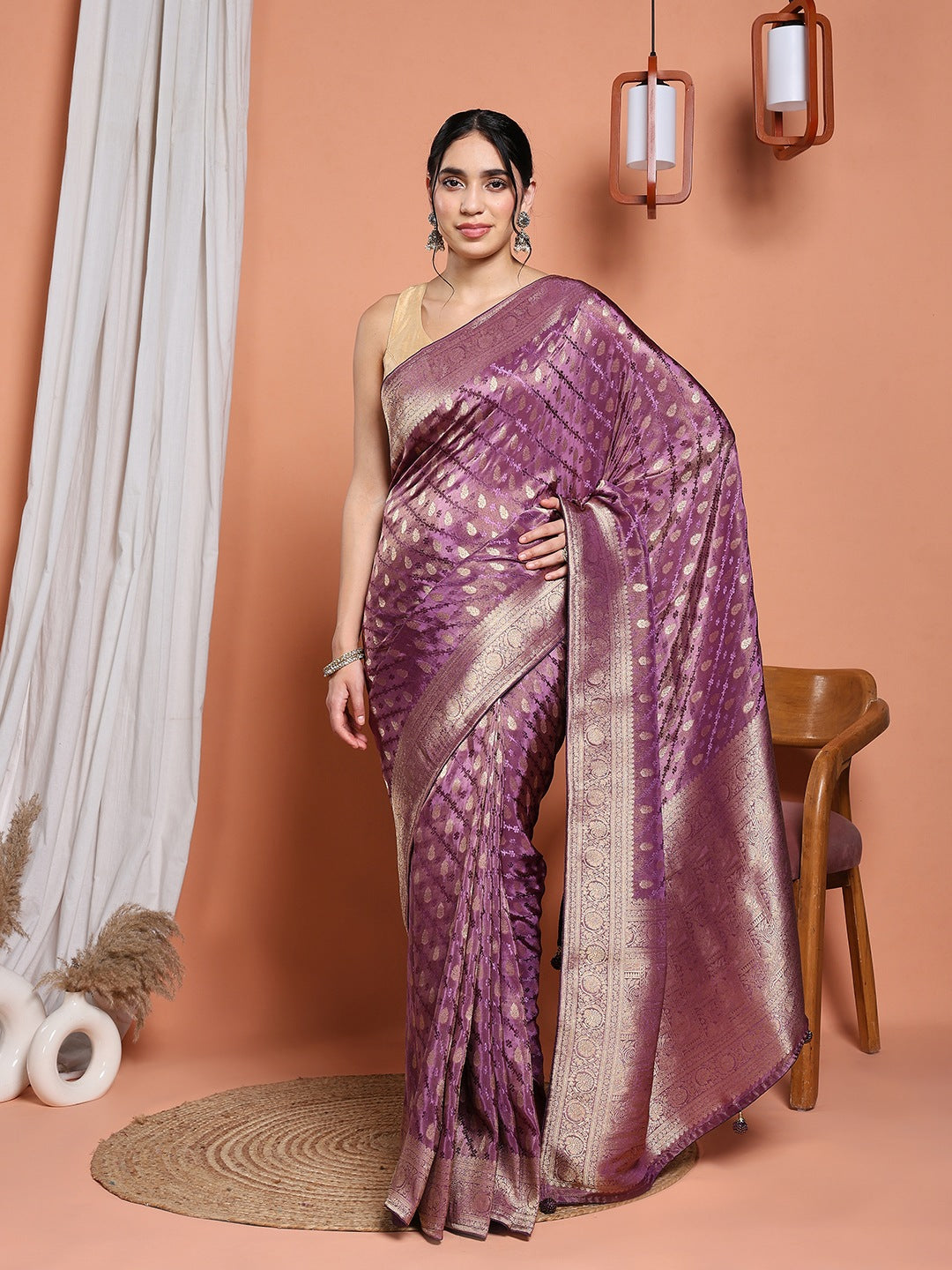 Woven Design Satin Saree