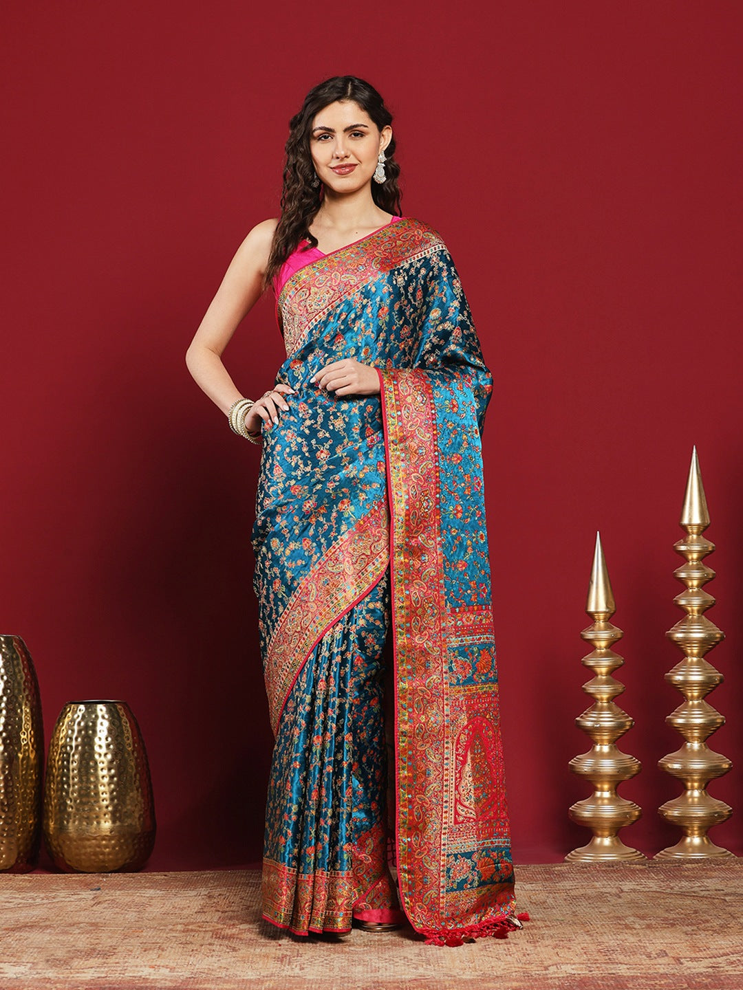 Woven Design Satin Saree