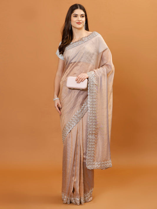 Sequence Embroidery Tissue Saree