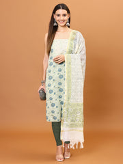 Printed Cotton Unstitched Suit With Dupatta