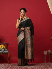 Woven Design Art Silk Black Saree