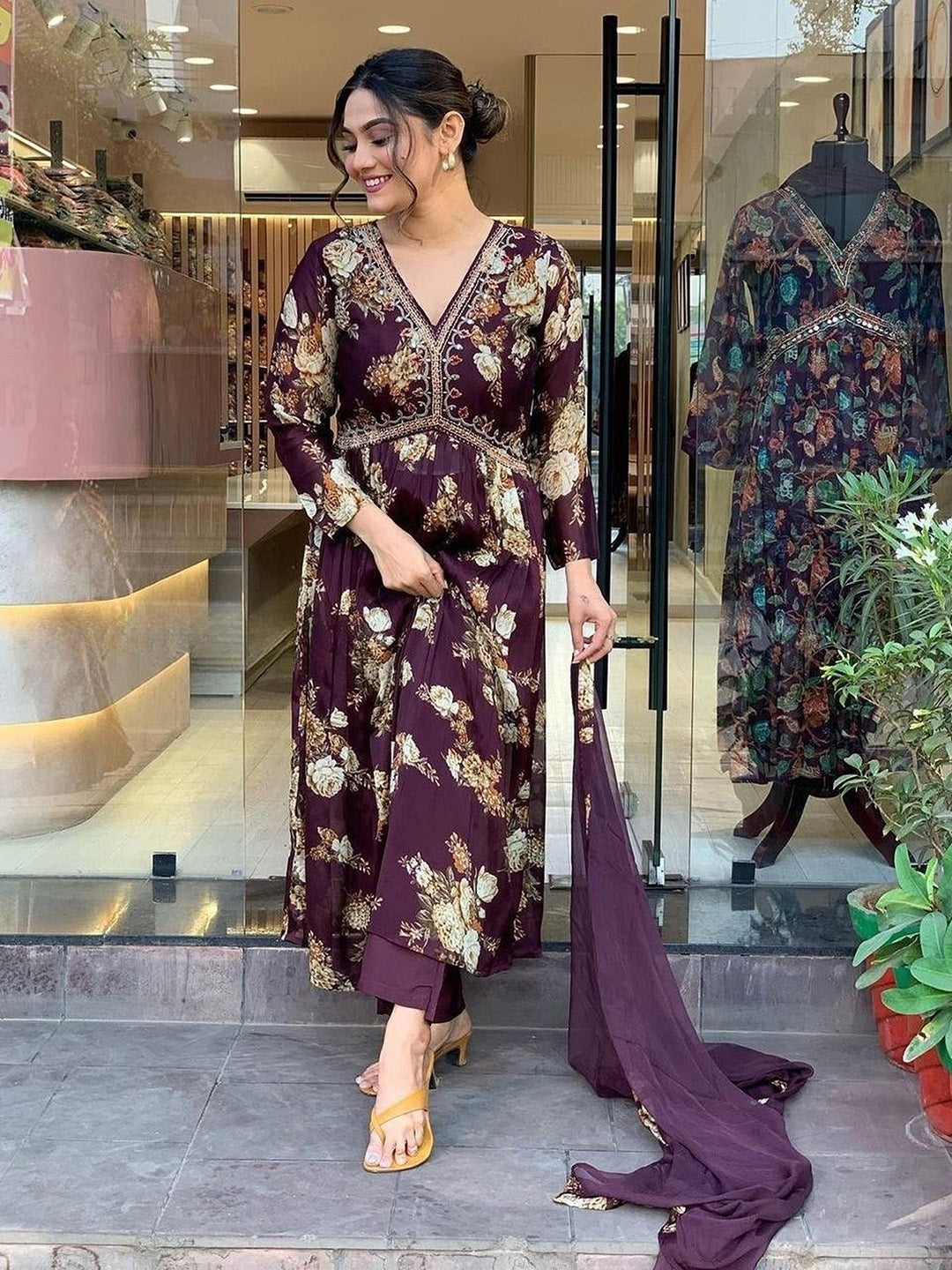 Neck Embroidery Cotton Blend Kurta With Pants &amp; Dupatta