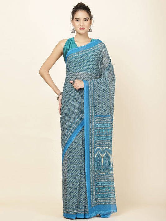 Digital Printed Georgette Woven Saree