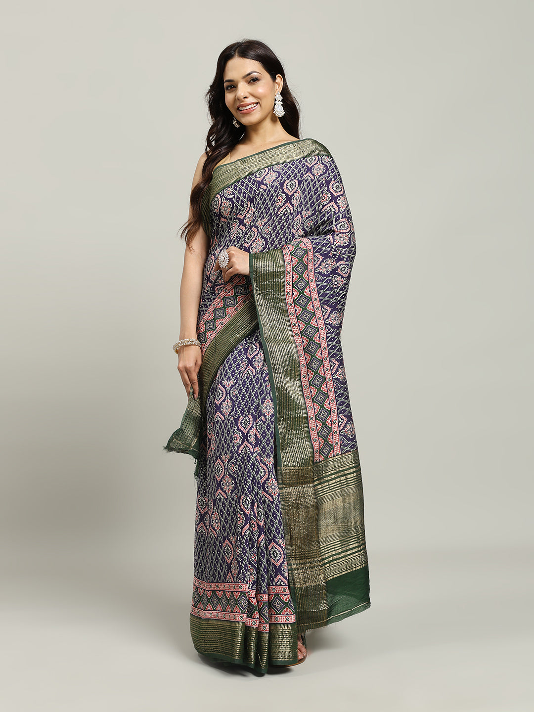 Digital Printed Cotton Blend Woven Saree