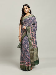 Digital Printed Cotton Blend Woven Saree
