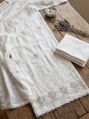 Embroidered Cotton Blend Unstitched Suit With Pant & Dupatta