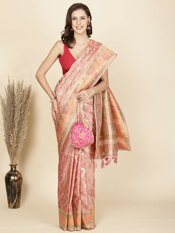 Zari Jaal Embroidered Organza Woven Saree