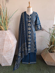 Printed Cotton Blend Kurta With Pants & Dupatta