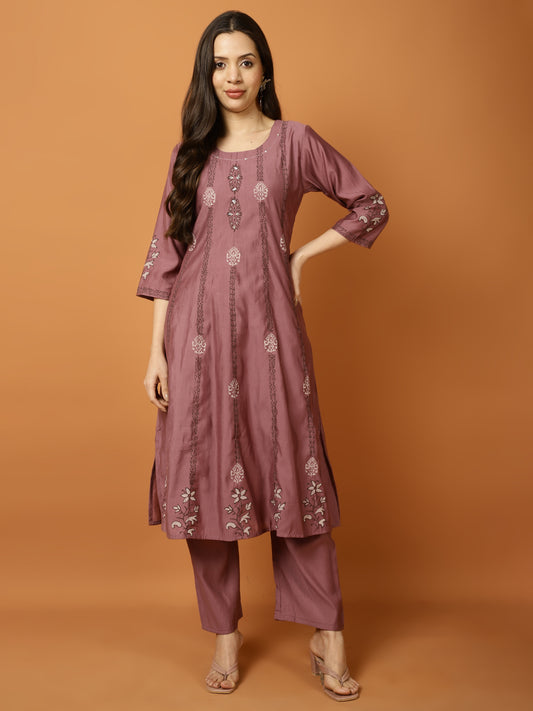 Printed Cotton Blend Kurta With Pants