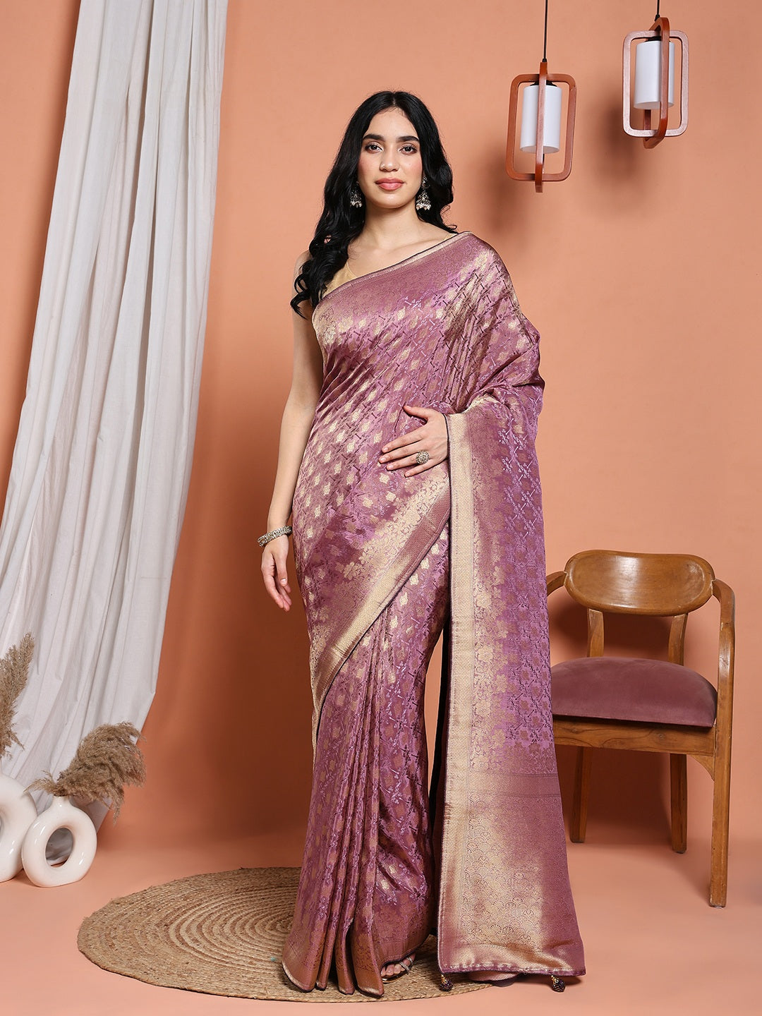 Woven Design Satin Saree