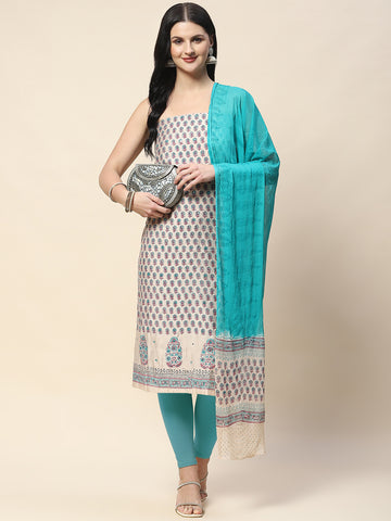 Printed Cotton Unstitched Suit Piece With Dupatta